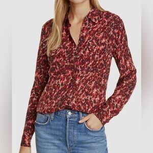 NWOT EQUIPMENT Slim Signature Blouse Red Merlot Multi Boho Casual Women’s Small